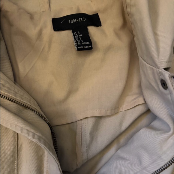 Forever 21 Women's Hooded Drawstring Waist Jacket - Beige - Picture 2 of 5